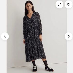 Madewell Albertine V-neck Tiered Midi Dress - Georgette Size Small